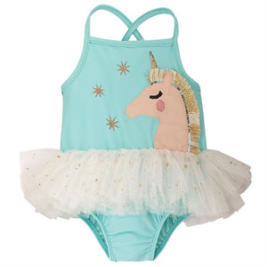 Mud Pie Baby Girl Unicorn Mesh Tutu One-Piece Swimsuit