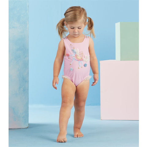 Image of Mud Pie Girl Summer Holidays Pink Unicorn Swimsuit