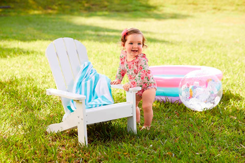 Image of Mud Pie Baby Girls' Rose Ruffle Rash Guard /Swimsuit