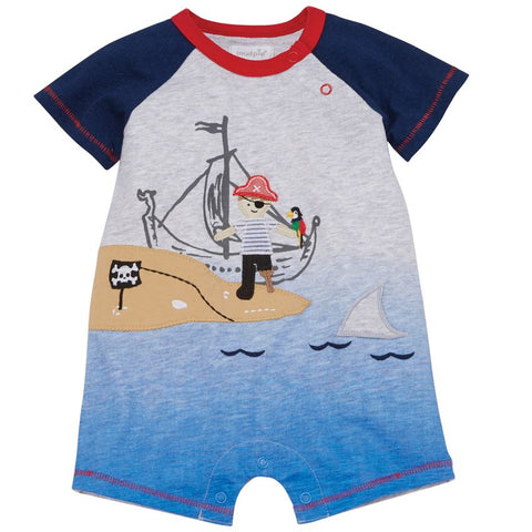 Image of Mud Pie Baby Boy Pirate Shortall Size 3 Months to 18 Months