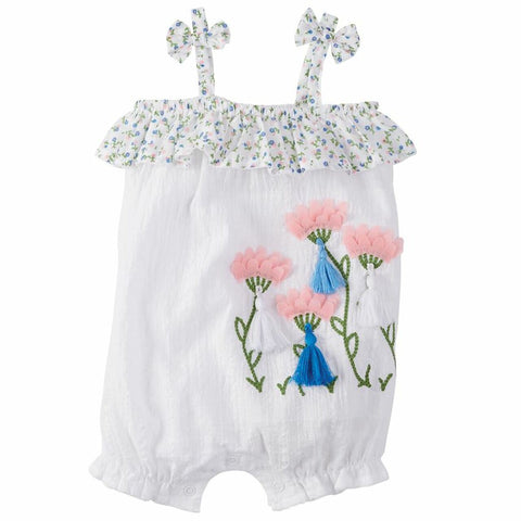Image of Mud Pie Baby Girl Chiffon Flower Bubble/ Romper