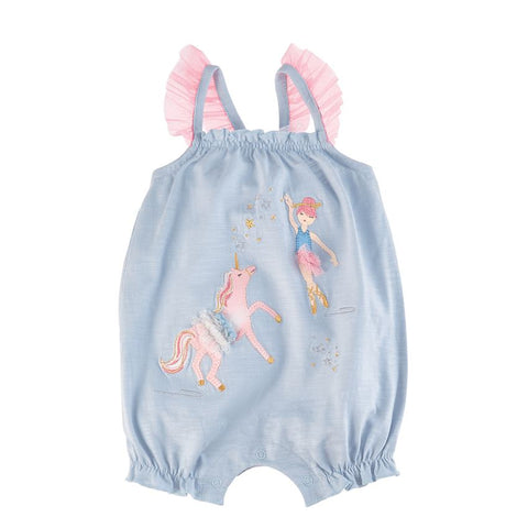 Image of Mud Pie Baby Girl BALLERINA Unicorn Bubble Romper 3M-18M