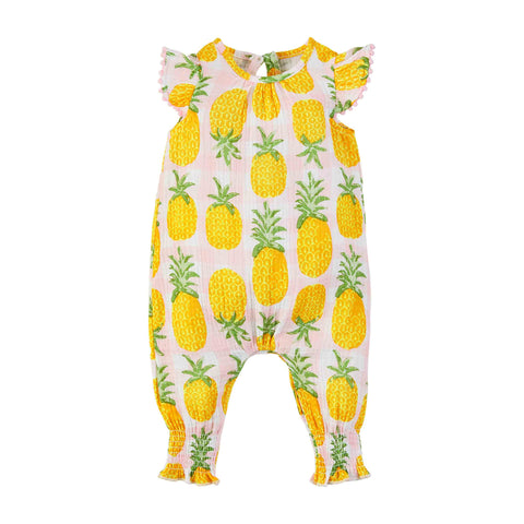 Image of Mud Pie Little Girls' Pineapple Baby Longall / Romper