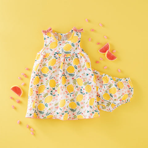Image of Mud Pie Baby Girl Lemon Floral Dress