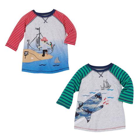 Image of Mud Pie Boys Shark / Pirate ank shirt Size 12M-5T