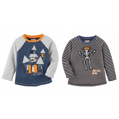 Image of Mud Pie Halloween Boy Skeleton / Haunted House T-Shirt