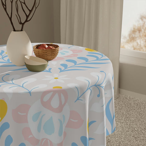 Image of Easter Flower Square Tablecloth 55.1''x55.1''-Polyester--Table Cover for Dining Table, Easter Dinner Party, Holiday Party Table Decor