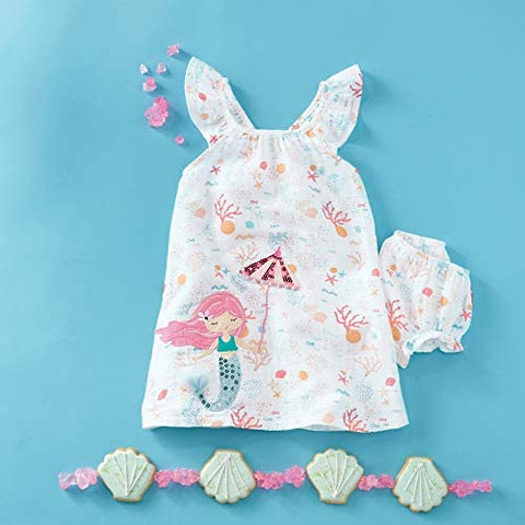 Image of Mud Pie Baby Girls' Mermaid Muslin Applique Dress