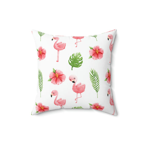 Image of Flamingo Spun Square Pillow - Home Decor - Spring Decor