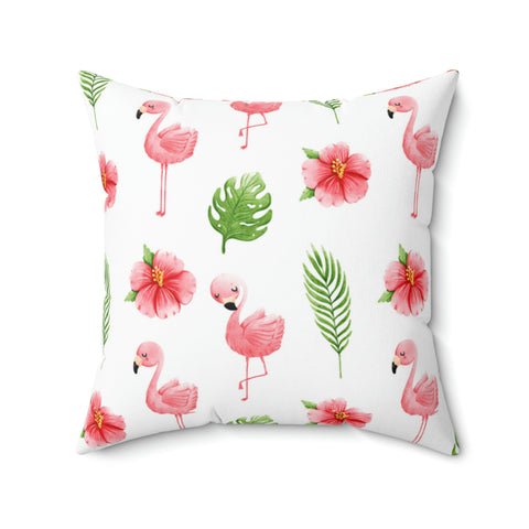 Image of Flamingo Spun Square Pillow - Home Decor - Spring Decor