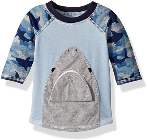 Image of Mud Pie Baby Boy's Camo Shark Rash Guard