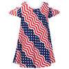 Bonnie Jean July Fourth Patriotic Wavy Stars and Stripes Little Girls Dress