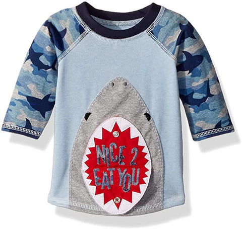 Image of Mud Pie Baby Boy's Camo Shark Rash Guard