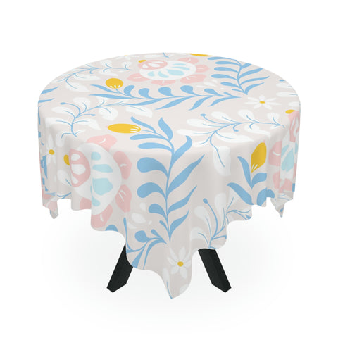 Image of Easter Flower Square Tablecloth 55.1''x55.1''-Polyester--Table Cover for Dining Table, Easter Dinner Party, Holiday Party Table Decor