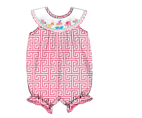 Image of Dana Kids Animals Hand Smocked Romper Baby Toddler Girls 6 Months to 4T