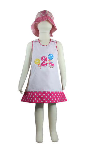 Image of Dana Kids Birthday Girl #2 Cupcake Balloons Reversible Dress 2T