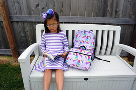 Back To School Little Girls Matching Dress Lunch Box Backpack, Unicorn