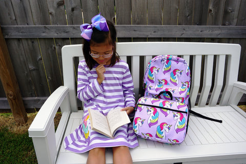 Image of Back To School Little Girls Matching Dress Lunch Box Backpack, Unicorn