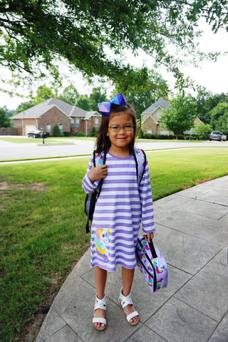 Image of Back To School Little Girls Matching Dress Lunch Box Backpack, Unicorn