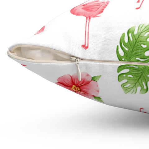 Image of Flamingo Spun Square Pillow - Home Decor - Spring Decor
