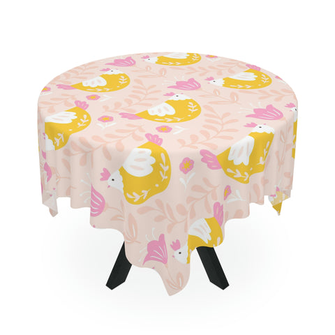 Image of Easter Chick Square Tablecloth 55.1''x55.1''-Polyester--Table Cover for Dining Table, Easter Dinner Part, Holiday Party Table Decor