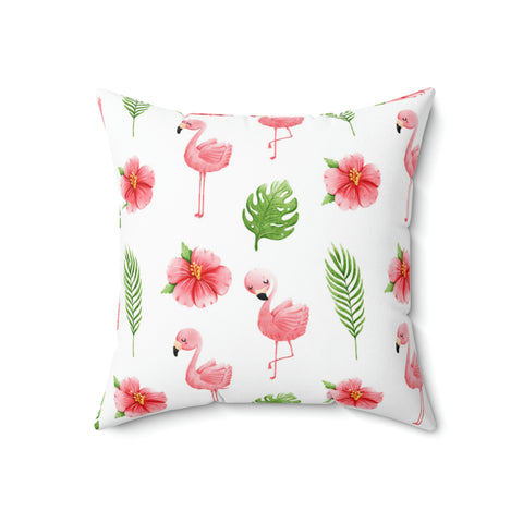 Image of Flamingo Spun Square Pillow - Home Decor - Spring Decor