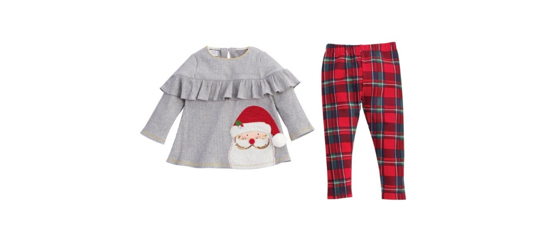Mud Pie Girls Christmas Santa Tartan Tunic Legging Set