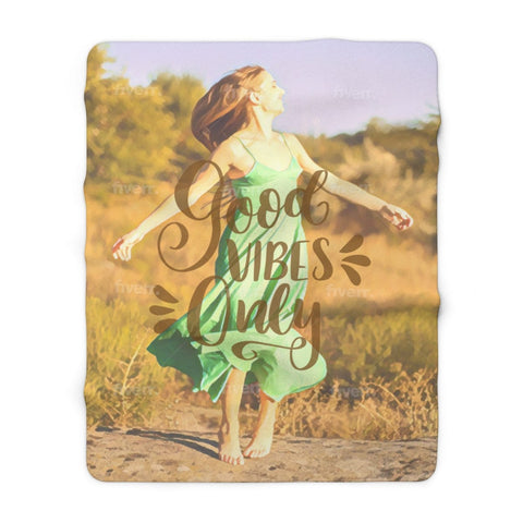 Image of Personalized Good Vibes Blanket, Good Vibe Only Blanket, Motivational Blanket, Girl Positive Blanket, Message Blanket, Birthday Gift Blanket