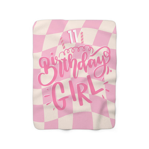 Image of Personalized Birthday Baby Blanket, 11th Birthday Girl Blanket, Pink Birthday Blanket, Blanket for Girl for Daughter, Birthday Gift