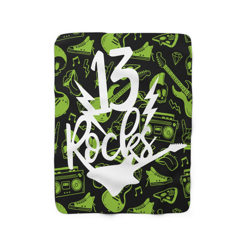 Image of Personalized Birthday Blanket, Custom 13th Rock Birthday Boy Girl Blanket, Rock Blanket, Music Lover Blanket, Birthday Gift
