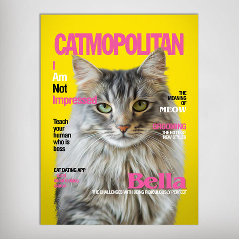 Image of A 'Catmopolitan' Personalized Pet Poster Canvas Print | Personalized Dog Cat Prints | Magazine Covers | Custom Pet Portrait Poster