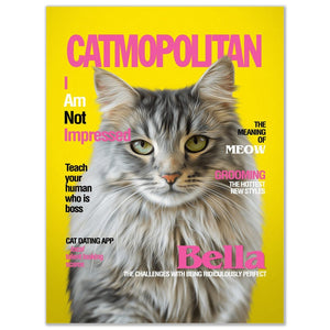 A 'Catmopolitan' Personalized Pet Poster Canvas Print | Personalized Dog Cat Prints | Magazine Covers | Custom Pet Portrait Poster