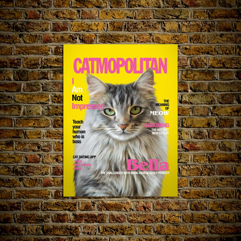 Image of A 'Catmopolitan' Personalized Pet Poster Canvas Print | Personalized Dog Cat Prints | Magazine Covers | Custom Pet Portrait Poster