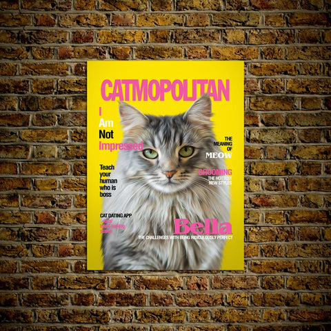 Image of A 'Catmopolitan' Personalized Pet Poster Canvas Print | Personalized Dog Cat Prints | Magazine Covers | Custom Pet Portrait Poster