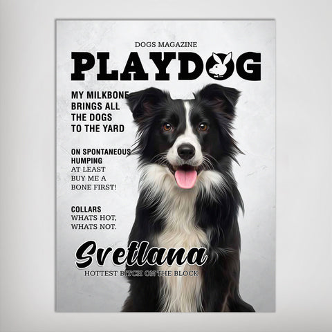 Image of A 'Playdog' Personalized Pet Poster Canvas Print | Personalized Dog Cat Prints | Magazine Covers | Custom Pet Portrait Poster