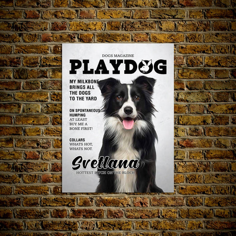 Image of A 'Playdog' Personalized Pet Poster Canvas Print | Personalized Dog Cat Prints | Magazine Covers | Custom Pet Portrait Poster