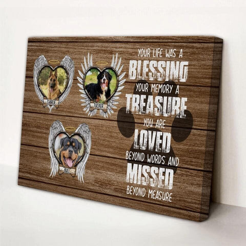 Image of Personalized Pet Memorial Photo Canvas, Pet Rememberance Wall Art, Dog Loss Gifts, Pet Memorial Gifts, Custom Memorial Dog Gifts