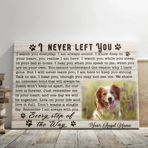 Image of Personalized Pet Memorial Photo Canvas, I Never Left You Dog Cat Wall Art, Pet Sympathy Gifts, Gifts To Remember A Pet