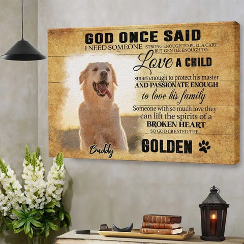 Image of Personalized Pet Memorial Photo Canvas, God Once Said Dog Cat Canvas, Custom Photo Gifts For Pet Loss, Pet Memorial Gifts