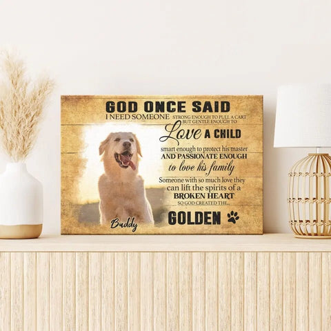 Image of Personalized Pet Memorial Photo Canvas, God Once Said Dog Cat Canvas, Custom Photo Gifts For Pet Loss, Pet Memorial Gifts