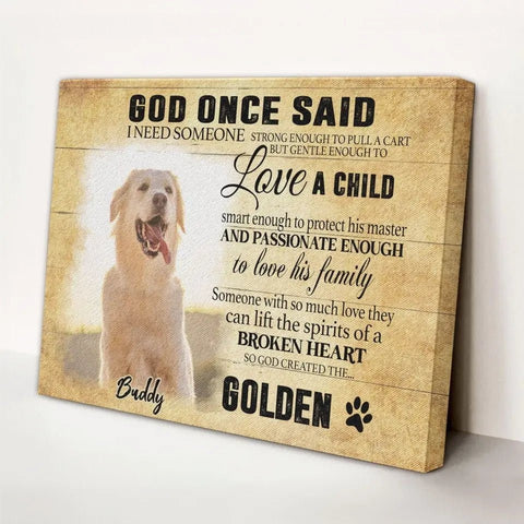 Image of Personalized Pet Memorial Photo Canvas, God Once Said Dog Cat Canvas, Custom Photo Gifts For Pet Loss, Pet Memorial Gifts