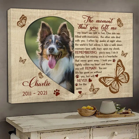 Image of USA MADE Personalized Photo Sympathy Pet Gifts For Dog Loss The Moment That You Left Me