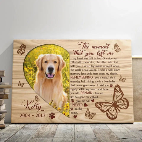 Image of USA MADE Personalized Photo Sympathy Pet Gifts For Dog Loss The Moment That You Left Me