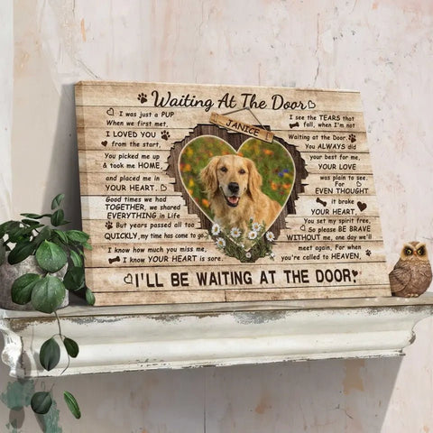 Image of Personalized Pet Memorial Photo Canvas, Waiting At The Door Dog Cat Canvas, Custom Photo Gifts For Pet Loss, Pet Memorial Gifts