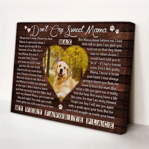 Image of USA MADE Personalized Photo Canvas Prints, Dog Loss Gifts, Pet Memorial Gifts, Dog Sympathy, Don't Cry Sweet Mama