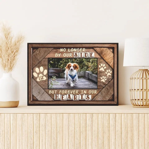 Image of USA MADE Personalized Photo Canvas Prints, Dog Loss Gifts, Pet Memorial Gifts, Dog Sympathy, Love Dog, No Longer By Out Side