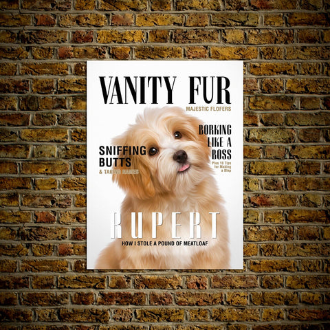 Image of A 'Vanity Fur' Personalized Pet Poster Canvas Print | Personalized Dog Cat Prints | Magazine Covers | Custom Pet Portrait Poster