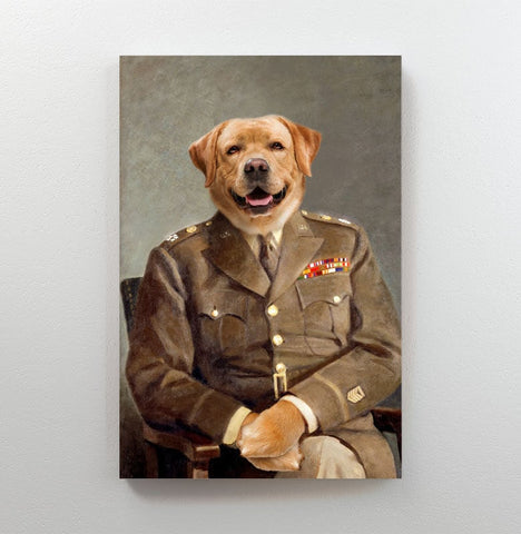 Image of USA MADE Personalized Royal Pet Portrait | The Army General Custom Pet Pawtrait Canvas, Poster, Digital Download