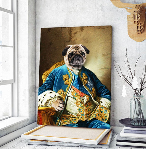 Image of USA MADE Personalized Royal Pet Portrait | The Chief Of State Custom Pet Portrait Canvas, Poster, Digital Download