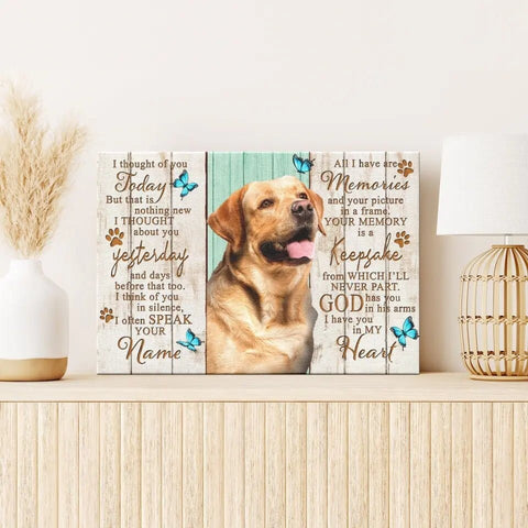 Image of Personalized Pet Memorial Photo Canvas, God Has You In His Arms Dog Cat Wall Art, Dog Loss Gifts, Pet Memorial Gifts